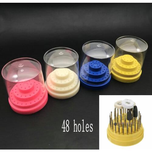 1pc Dental Lab Instrument 48 Holes (Round) Plastic Bur Holder Burs Block Case Box