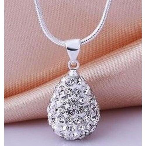 10pcs/lot 10*14mm white silver plated Rhinestone chain micro pave disco beads crystal Crystal necklace drop whater women j5653