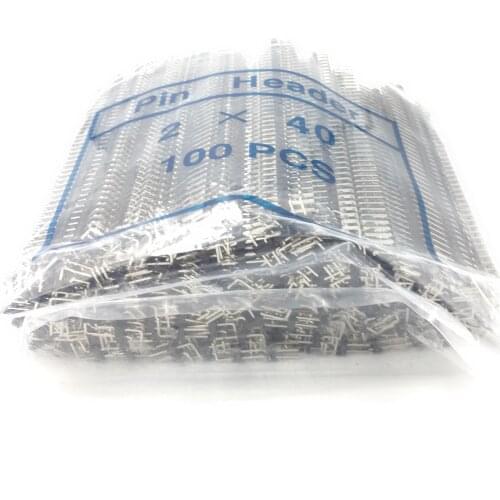 100pcs/lot 2.54mm connector pin header male double row right angle 2*40 pin