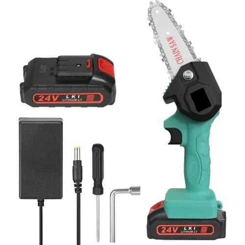 24V Mini Chainsaw 4-Inch 1500mAh Cordless Power Chain Saws Portable Electric Pruning Saw for Courtyard Tree Branch Wood Cutting
