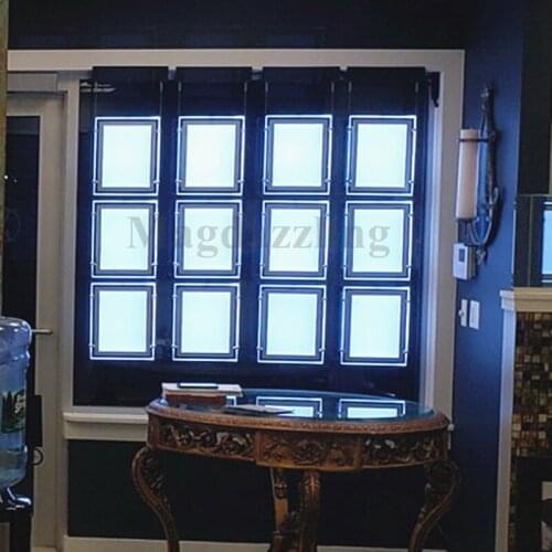 A3 Portrait Hanging Magnetic Acrylic Frame LED Illuminated Real Estate Agent Window Display Light Panel System Kits(12pcs/lot)