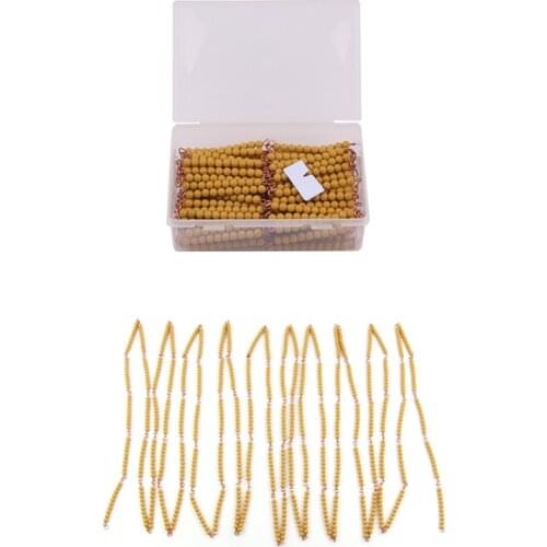 Montessori Beads Chain of 1000 W/ Box Golden Bead Materials for Counting Kids Math Toys Educational Equipment Early Learning
