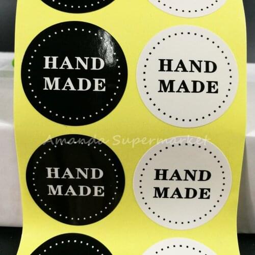 Black/white Handmade Sticker 400pcs/lot 36*36mm Hand Made For Gift Handmade Cake Baking Sealing