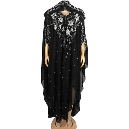 Black African Maxi Dresses For Women 2020 New African Design Bazin Chiffon Long Stick Diamond Sleeve Dashiki Long Dress For Lady