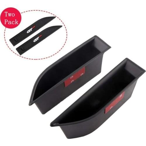 Car Interior Black Plastic Front Side Door Storage Box Holder 2-pack