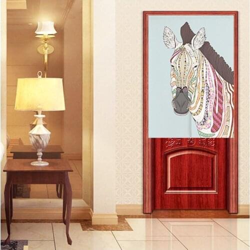 Color Cartoon Giraffe Horse Half Curtain Children Bedroom Wardrobe Decorative Curtain Partition Half Curtain Door Curtain
