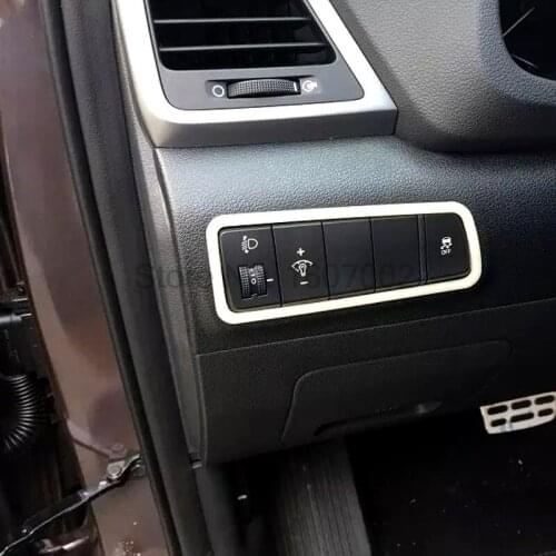 For Hyundai Tucson 2016 2017 Interior Matte Chrome Car Front Headlight Control Button Switch Cover Molding Trim Accessories