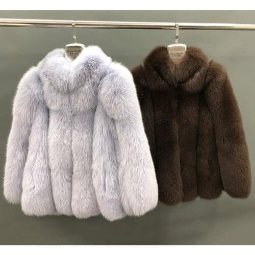 Janefur 100% natural fox fur coat with fur collar real fur women coat female winter warm outerwear