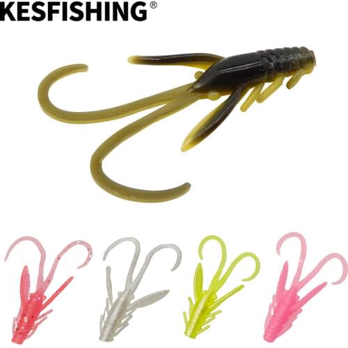 KESFISHING Ice Fishing Lures Soft Baits Shrimp HOG 40 10pcs 4.5cm Perch Winter Bait Leurre Souple Spinner Bait Carp Fish
