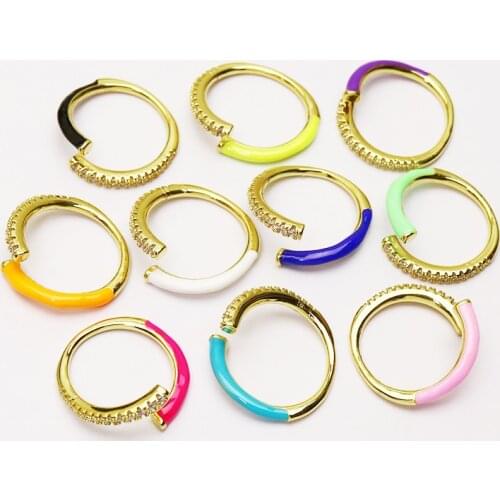 10 piece High quality Open Enamel colorful zirconia rings Fashion jewelry rings Gift for women jewelry Gift