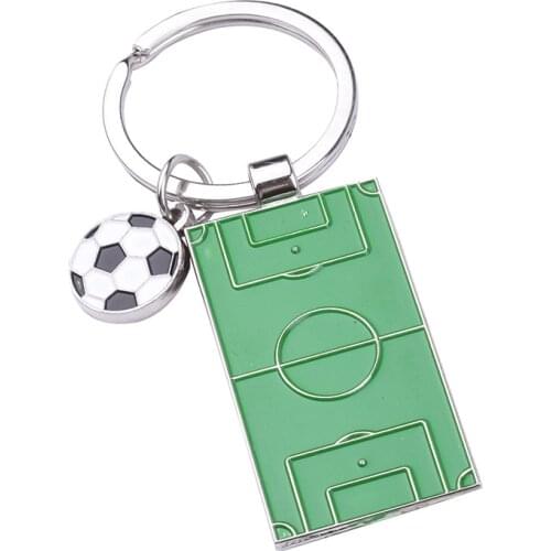 Creative Football Field Keychain Soccer Player Geometric Polished Alloy Unisex Fashion Football Pendant Key Ring Gifts S108