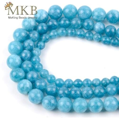 Wholesale Natural Blue Chalcedony Stone Round Beads For Jewelry Making 4/6/8/10/12mm Spacer Beads Fit Diy Bracelet Necklace