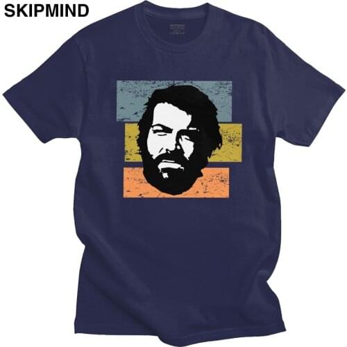 Handsome Mens Rerro Bud Spencer T-shirt Short Sleeved Round-neck Cotton Tshirt Terence Hill Tee Tops Summer TV Merch Clothing