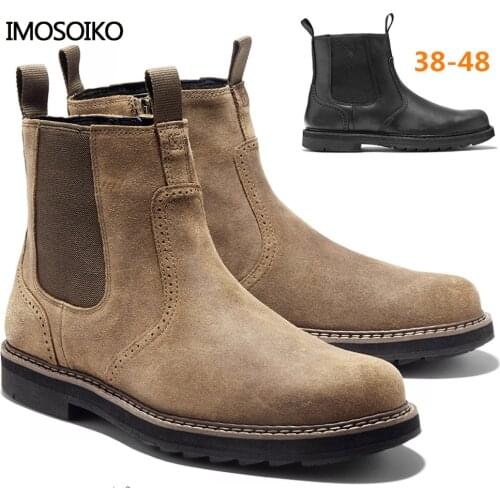 High Quality Mens Casual And Comfortable Motorcycle Bare Boots Wear-Resistant Handmade Frosted Set Foot High-Top Chelsea Boots