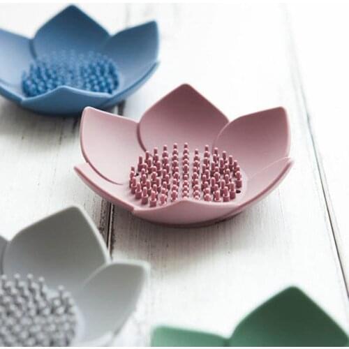 Soap Box Lotu Shape Non-slip Portable Silicone For Water Draining Solid Color Draining Soap Dish Bathroom Accessorie Soap Holder
