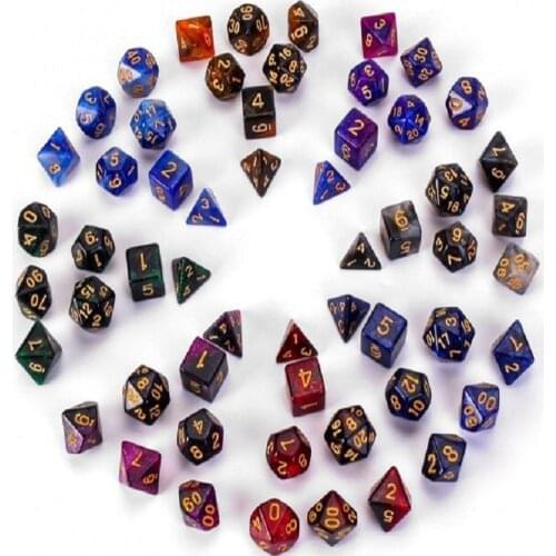 A Set Of Seven Digital Game DiceD4,D6,D8,D10,D12,D20 Starry Sky Two-color Multi-sided Board Game Dice Set