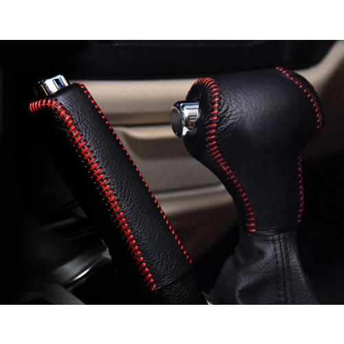 Leather Car Gear Head Shift Collars Cover Handbrake Grips For Kia Sportage R K3 2011 2012 2013 2014 2015 Auto Accessories