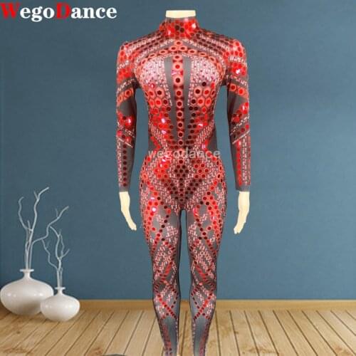 New Mirror Rhinestone Jumpsuit Birthday Show Wear Evening Bar Prom Women Dancer Leggings Outfit