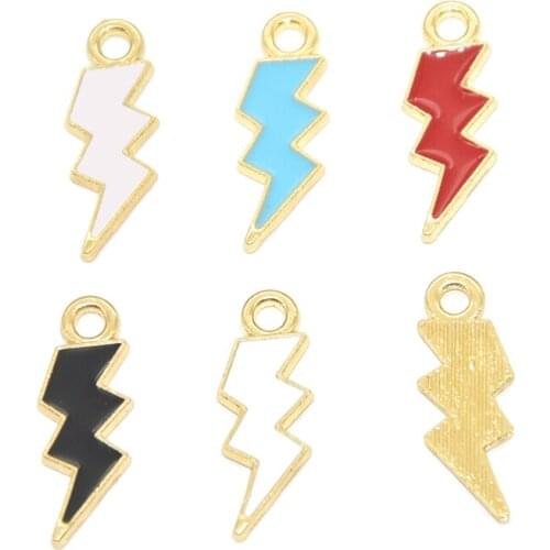 12pcs Wholesale Alloy Metal 5 Colors Enamel Lightning Charms For Necklace Pendants Handemade Jewelry Accessories Making