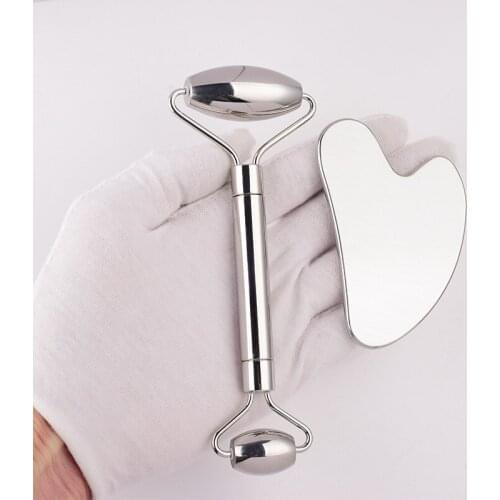 Stainless steel roller thin face compact skin massager facial beauty facial massage scraping board massage roller