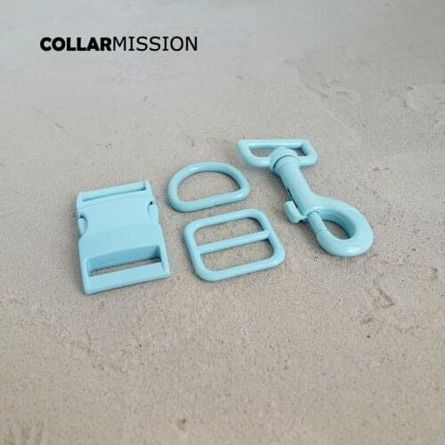 Retailing(metal buckle+adjust buckle+D ring+metal dog clasp) spray paint blue accessory for 25mm webbing DIY dog collar set