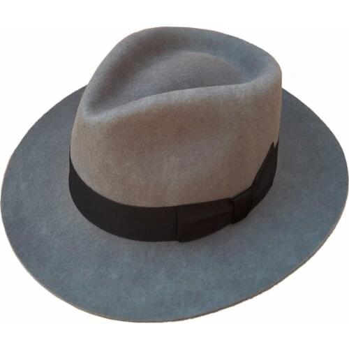 Classic Grey Mens Wool Felt Godfather Fedora Gangster Mobster Hat