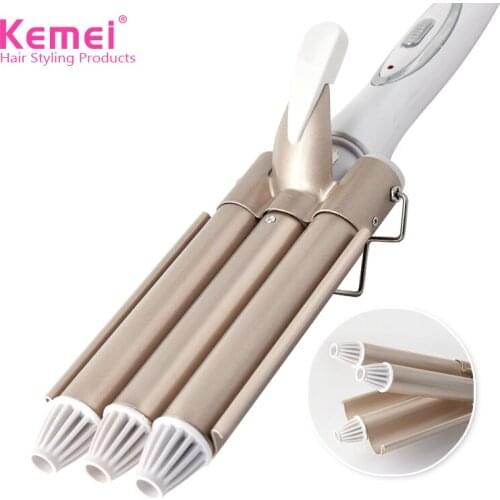 Kemei-1010 Professional Curling Irons Triple Barrel Hair Wave Crimper 100-240V Hair Care Styling Tools Curling Hair Curler Wave