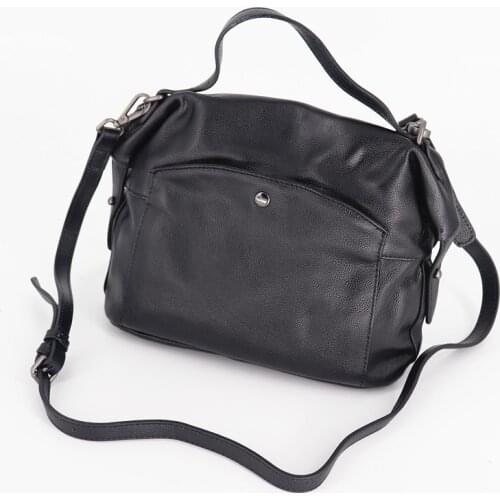 Casual Women Handbags Genuine Leather Shoulder Bag Lady Black Tote High Quality Fashion Female Crossbody Messenger Bags Purses