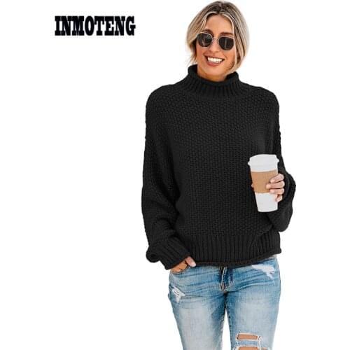 Orange/Black/Beige Oversized Chunky Batwing Long Sleeve Turtleneck Sweater Autumn Winter Women Solid Color Sweater Plus Size XL