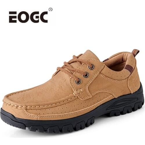 Natural Leather Men Shoes Flats Waterproof Lace-Up Shoes Men Outdoor Flats Handmade Autumn Walking Shoe Zapatillas Hombre