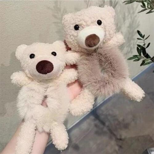1PCS New Womens Cute Bear Hug ~ Sweet Head Rope Female Simple Temperament Tied Hair Ponytail Plush Hair Ring Hair Accessories