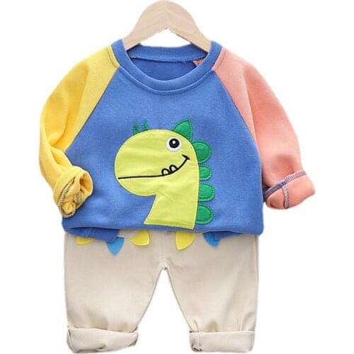 Spring Autumn Baby Boys Girls Set 2021 New Fashion Color Matching Sweatshirts +Long Pant Cotton Suits For Girls Kids Clothing