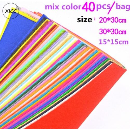 XICC 40pcs Non Woven Wool Felts Fabric of Home Decoration Pattern Bundle for Sewing Dolls Crafts 15x15cm Handmade DIY Felt 1mm