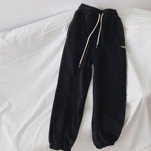 Autumn And Winter Sports Pants Women Plus Velvet Thickening To Keep Warm Sweatpants Trouser Loose And Thin Casual Pants Trousers
