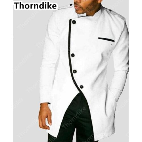 Thorndike New Arrival 2 Pieces Slim Fit Wedding Tuxedo Single Breasted Stand Collar Groomsmen Suit Costume Homme Mens Prom Wear