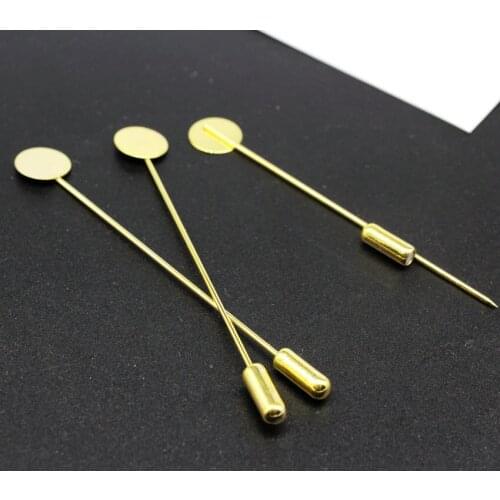60pcs /sets Gold Lapel Pin Stick Pin Clutch 70mm Gold Stick Pin w/ 10mm Pads made of brass