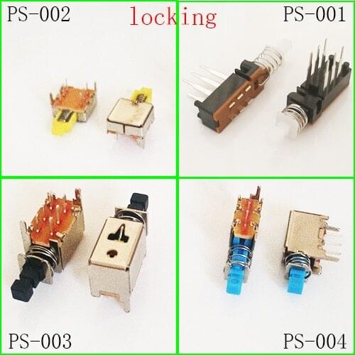 10PCS Spring Switch Latching Auto Self-Locking Plastic Push Btton Switch 6Pin DIP PS-001/002/003/004