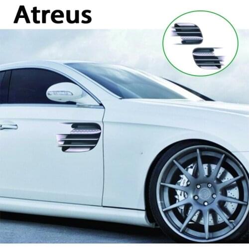 Atreus 2pcs Car styling 3D Outlet Vents Decorative Stickers For Audi A4 B6 A3 A6 C6 C5 B8 B7 Nissan Qashqai Fiat 500 Renault