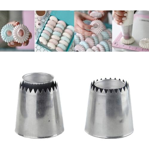 2pcs large ring cream piping nozzles set stainless steel cupcake pastry tips cake decorating tools