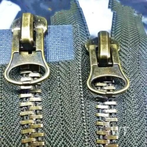 2 PCS/LOT HEAVY DUTY vintage Bronze Zipper Metal 2 WAY double End slider BLACK/ARMY GREEN FOR clothes sewing accessories SAVE