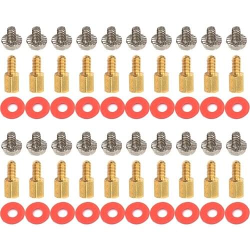 20Pcs Golden Motherboard Riser+Screws Computer Red Washers 6.5mm 6-32-M3 Gasket 53CF