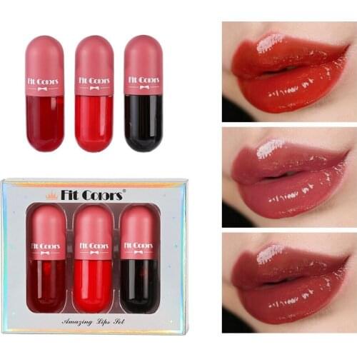 3 Pcs/set Mini Capsule Lip Gloss Moisturizing Transparent Color-changing Lip Gloss Oil Plump Makeup Cosmetic