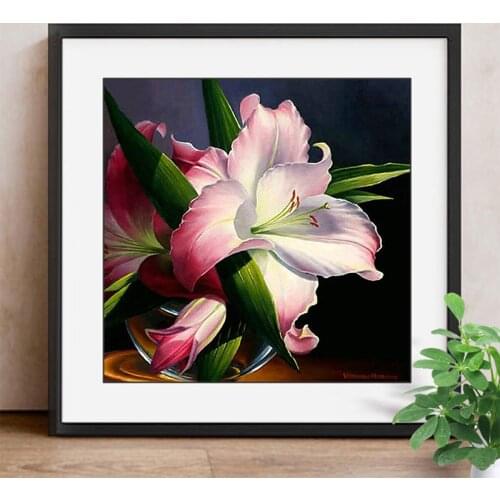 5D DIY Diamond Painting Flower Diamond Painting Cross Stitch Mosaic Lily Diamond Embroidery Handicraft Home Decor Gift