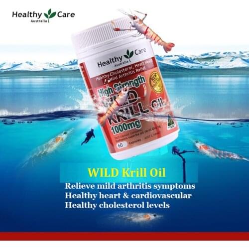 Australia Healthy Care Wild Krill Oil for Arthritis Osteoarthritis Relief Cholesterol Heart Cardiovascular Health Joint mobility