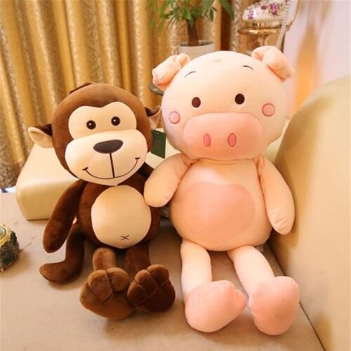 Fancytrader Cuddly Animals Pig Monkey Plush Toy Big Soft Stuffed Anime Piggy Doll Decoration 75cm Nice Gifts for Children