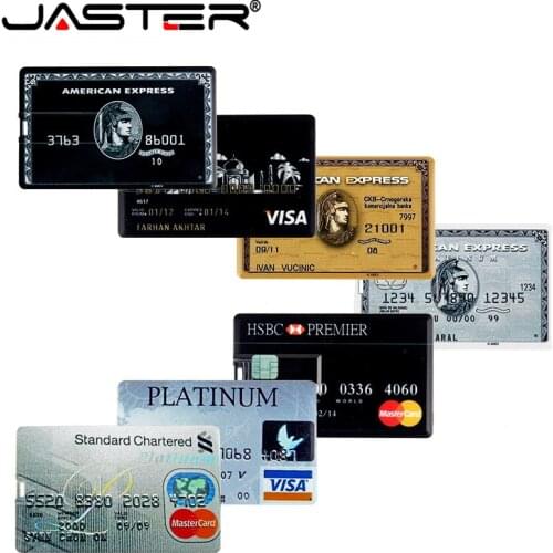 JASTER Credit Card USB Flash 8GB 4GB 16GB USB 2.0 flash stick 32GB Pen drive memory stick 64GB pendrive real capacity USB key