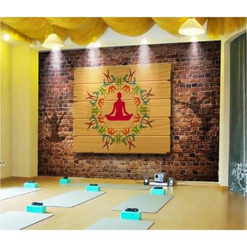 Custom Gym murals wallpapers 3d mural wallpaper for walls 3 d Brick wall retro nostalgic yoga hall image wall tooling background