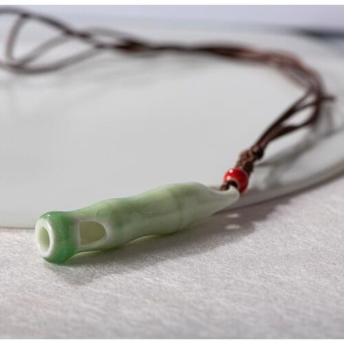 Ceramic Bamboo necklace with Whistle Pendant Children Gift retro accessory jewelry #FY524