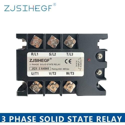 China BrandThree Phase JGX-3 4840AA/DA Solid State Relay With For 3phase SSR Heat Sink 40A Input 3-32VDC 90-280VAC 24-480AAC