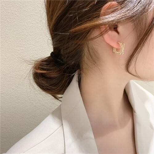 Korean 14k Real Gold Temperament CZ Earring for Women Square Shape AAA Zircon Stud Earring Wedding Engagement Jewelry Brincos